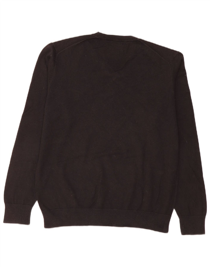 Męski sweter Zara z dekoltem w kształcie litery V, duży, czarny Argyle/Diament