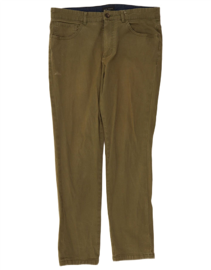 Męskie spodnie typu slim casual Ted Baker W32 L29, bawełna khaki