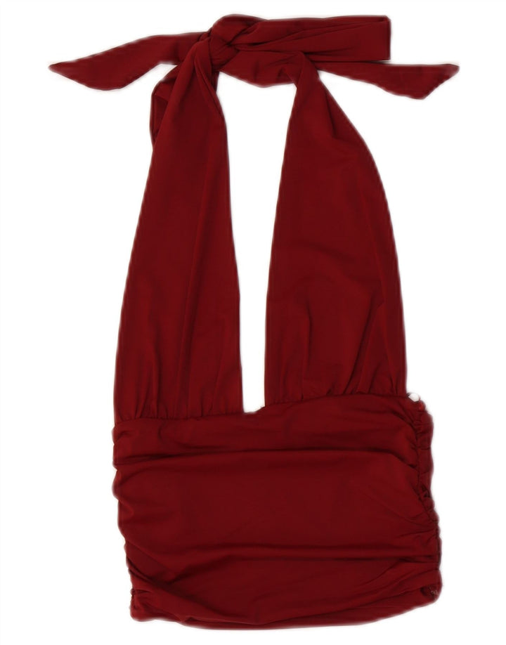 Damski top Zara Halter UK 8 Small Burgundowy poliamid