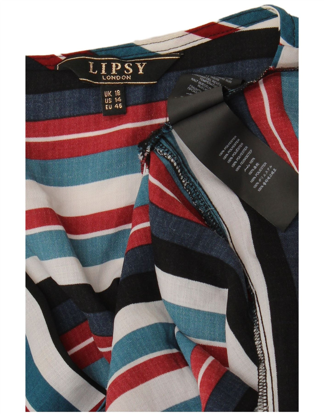 Damska bluzka koszulowa Lipsy UK 18 XL, wielokolorowy poliester w paski