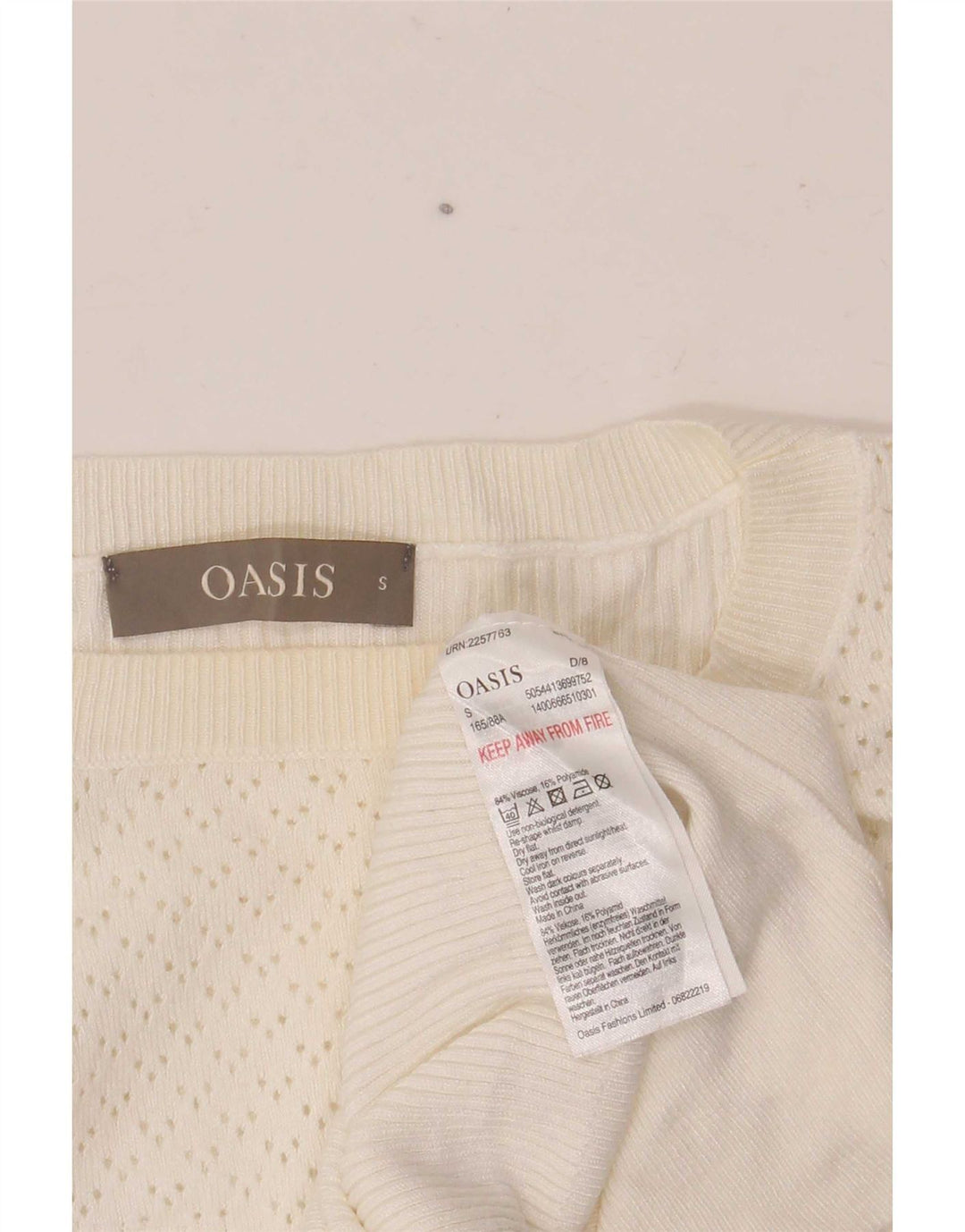 Damski sweter oversize Oasis z dekoltem w łódkę UK 10 Small, biała wiskoza