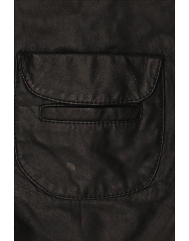 Skórzana kamizelka damska Vintage UK 14, średnia czarna