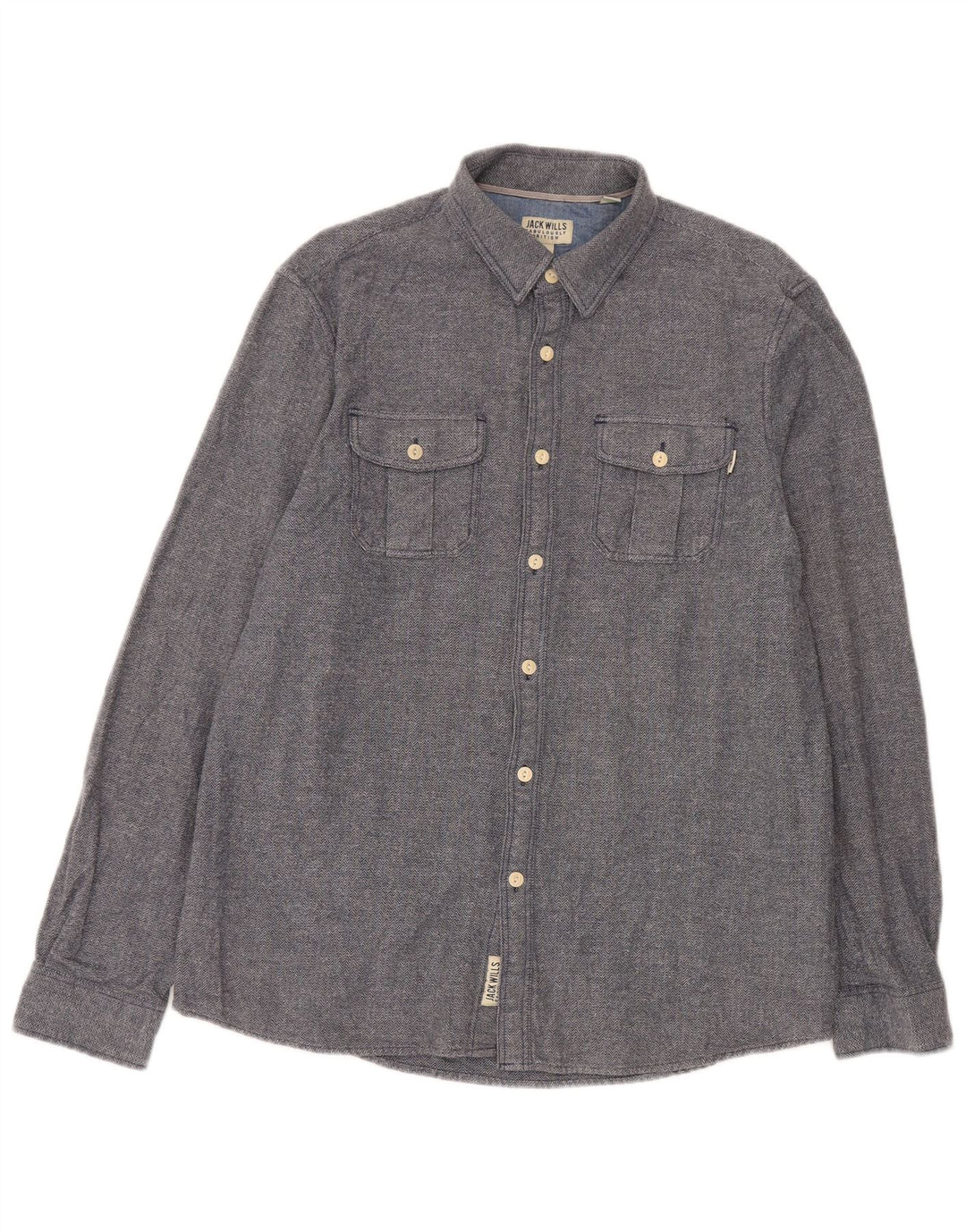 Koszula męska Jack Wills, duża, niebieska, bawełniana w jodełkę