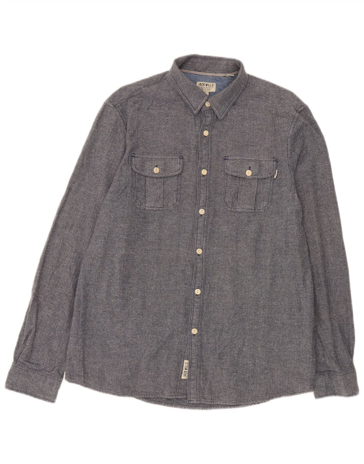 Koszula męska Jack Wills, duża, niebieska, bawełniana w jodełkę