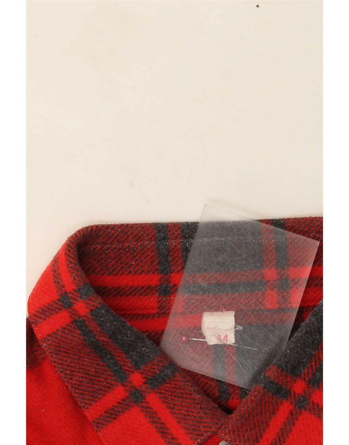 Męska koszula flanelowa w stylu vintage, rozmiar 44 XL, wełniana w czerwoną kratę