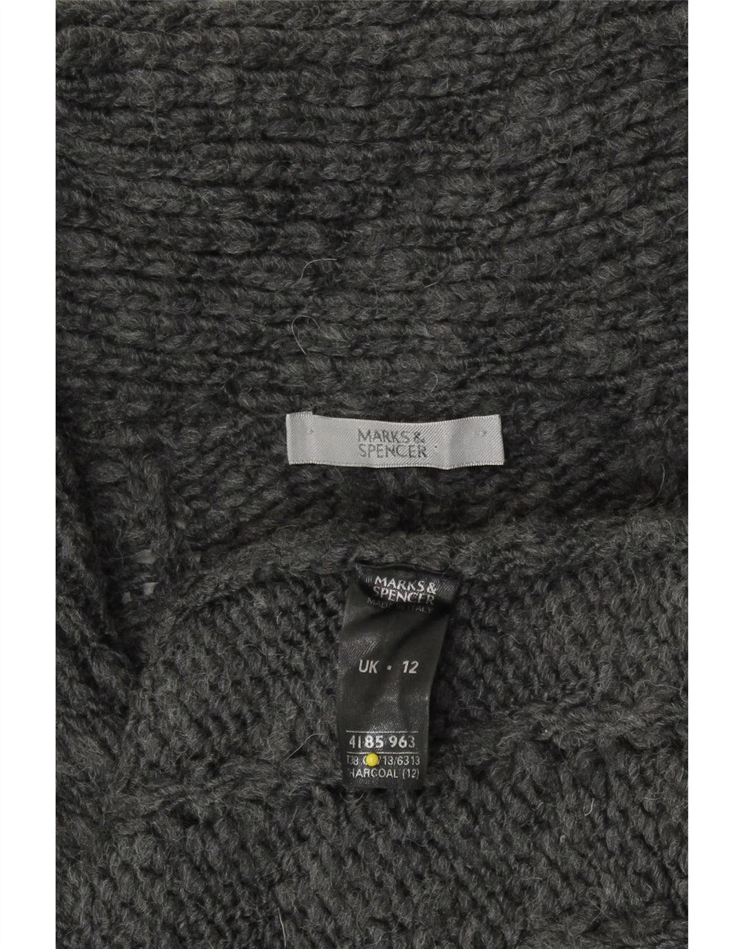 Marks & Spencer Damski sweter o przedłużonym fasonie, UK 12, średni szary akryl