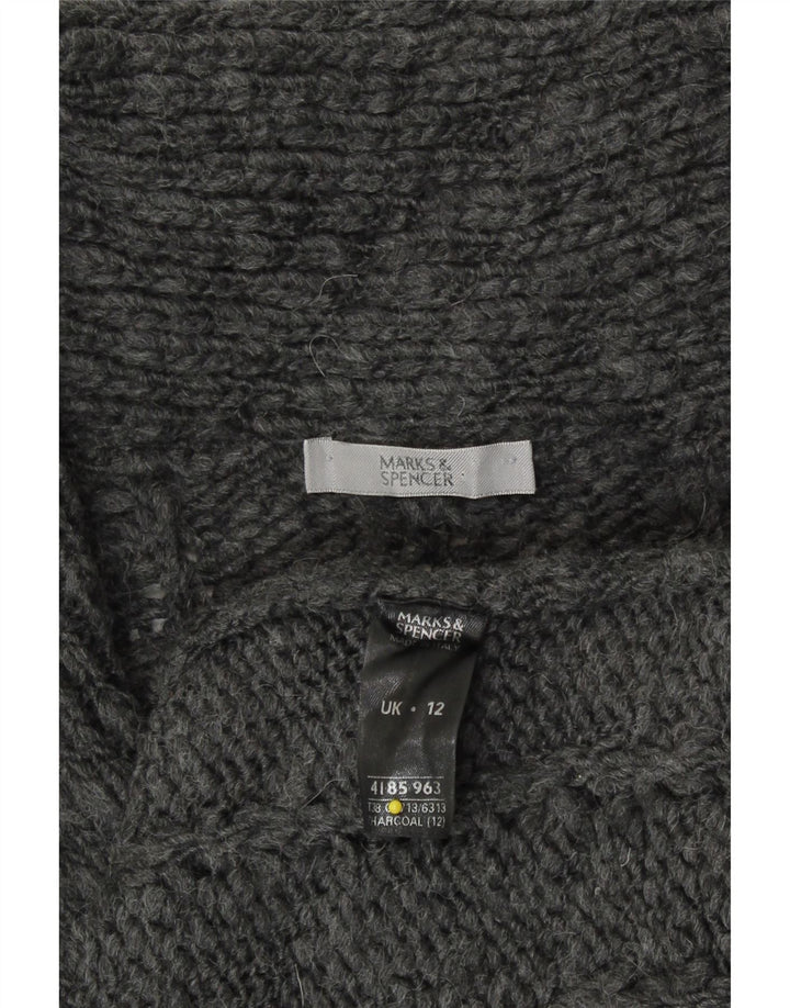 Marks & Spencer Damski sweter o przedłużonym fasonie, UK 12, średni szary akryl