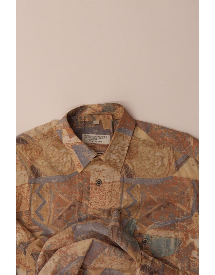 SEIDENSTICKER Mens Short Sleeve Shirt Size 39 Medium Beige Floral