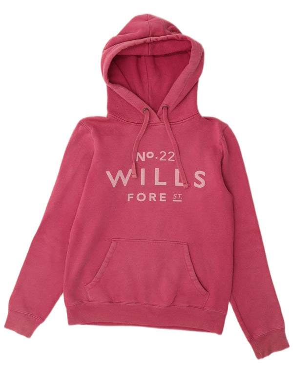 Damski sweter z kapturem i grafiką JACK WILLS UK 6 XS, różowy, bawełniany