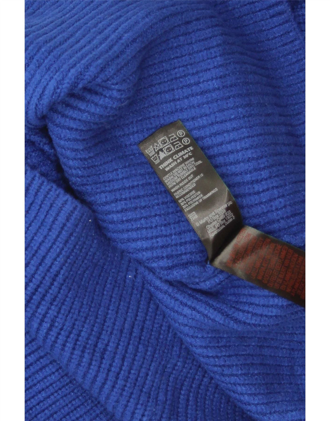 Marks & Spencer Damski sweter z golfem UK 14, średni niebieski, wiskoza