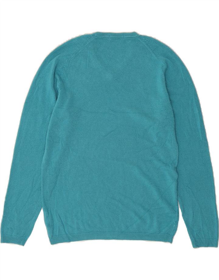 MARKS & SPENCER Mens Autograph V-Neck Jumper Sweater Small Blue Acrylic Vintage Marks & Spencer and Second-Hand Marks & Spencer from Messina Hembry 