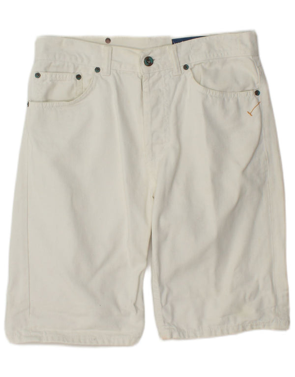Męskie spodenki jeansowe w stylu vintage W32 Średnie złamane białe bawełniane