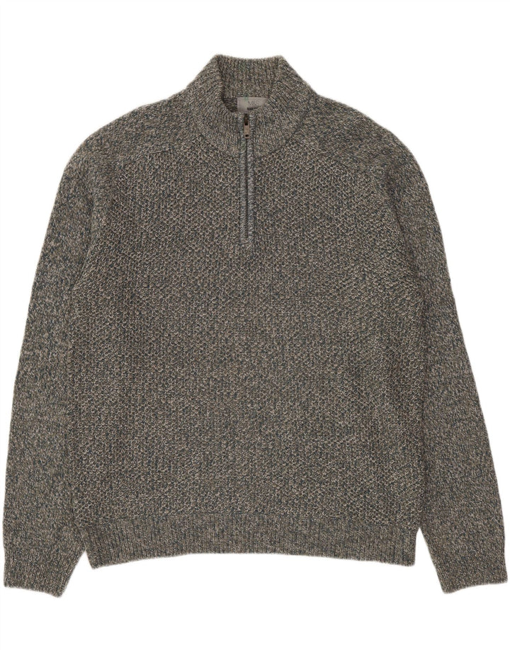 MARKS & SPENCER Męski sweter zapinany na zamek, duży, szary, nakrapiany