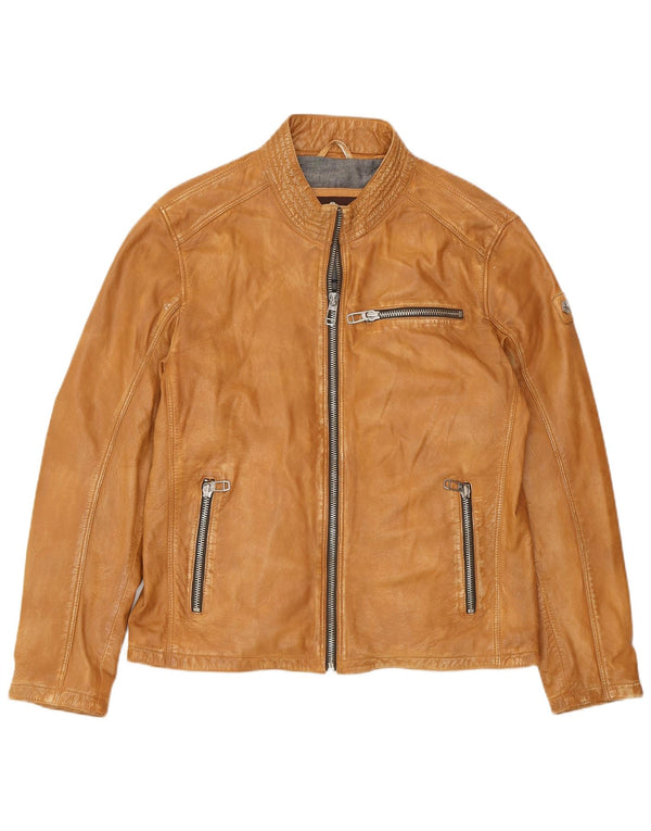 MILESTONE Męska kurtka skórzana UK 40 duża beżowa skóra