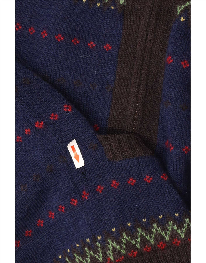Męski sweter rozpinany Farah z zamkiem błyskawicznym w kolorze średnioniebieskim Fair Isle Wool