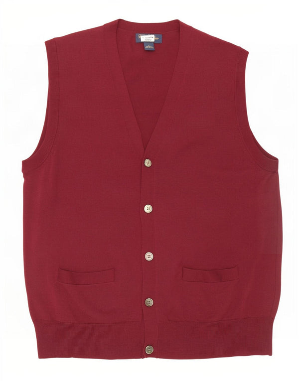 Męski sweter bez rękawów Brooks Brothers, duża, bordowa wełna