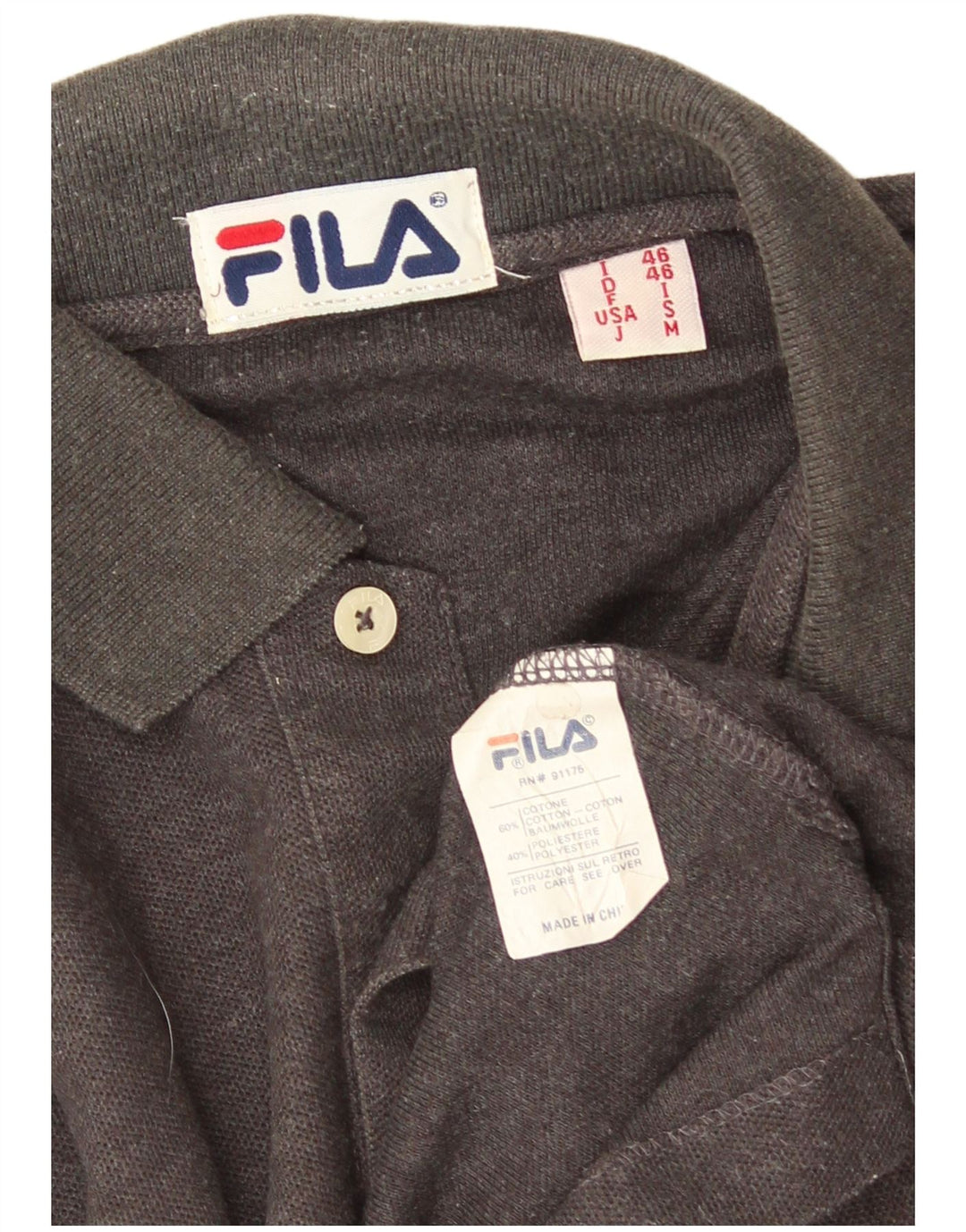 Męska koszulka polo Fila z długim rękawem, mała, szara, bawełniana