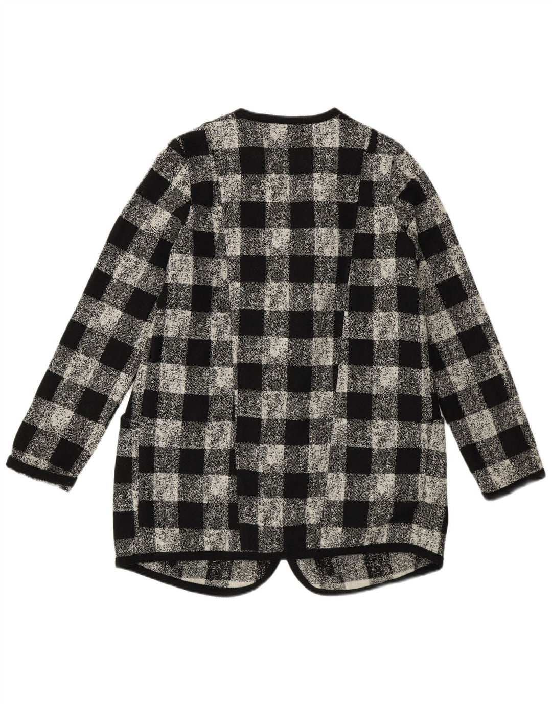 Damska marynarka oversize Sisley UK 6 XS, czarna bawełniana kratka, akryl