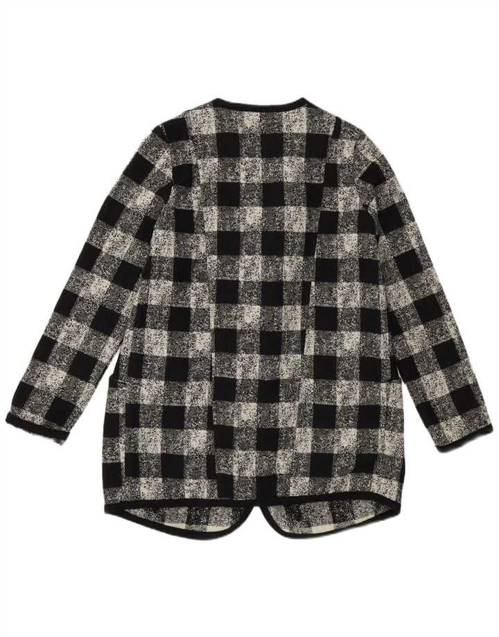 Damska marynarka oversize Sisley UK 6 XS, czarna bawełniana kratka, akryl
