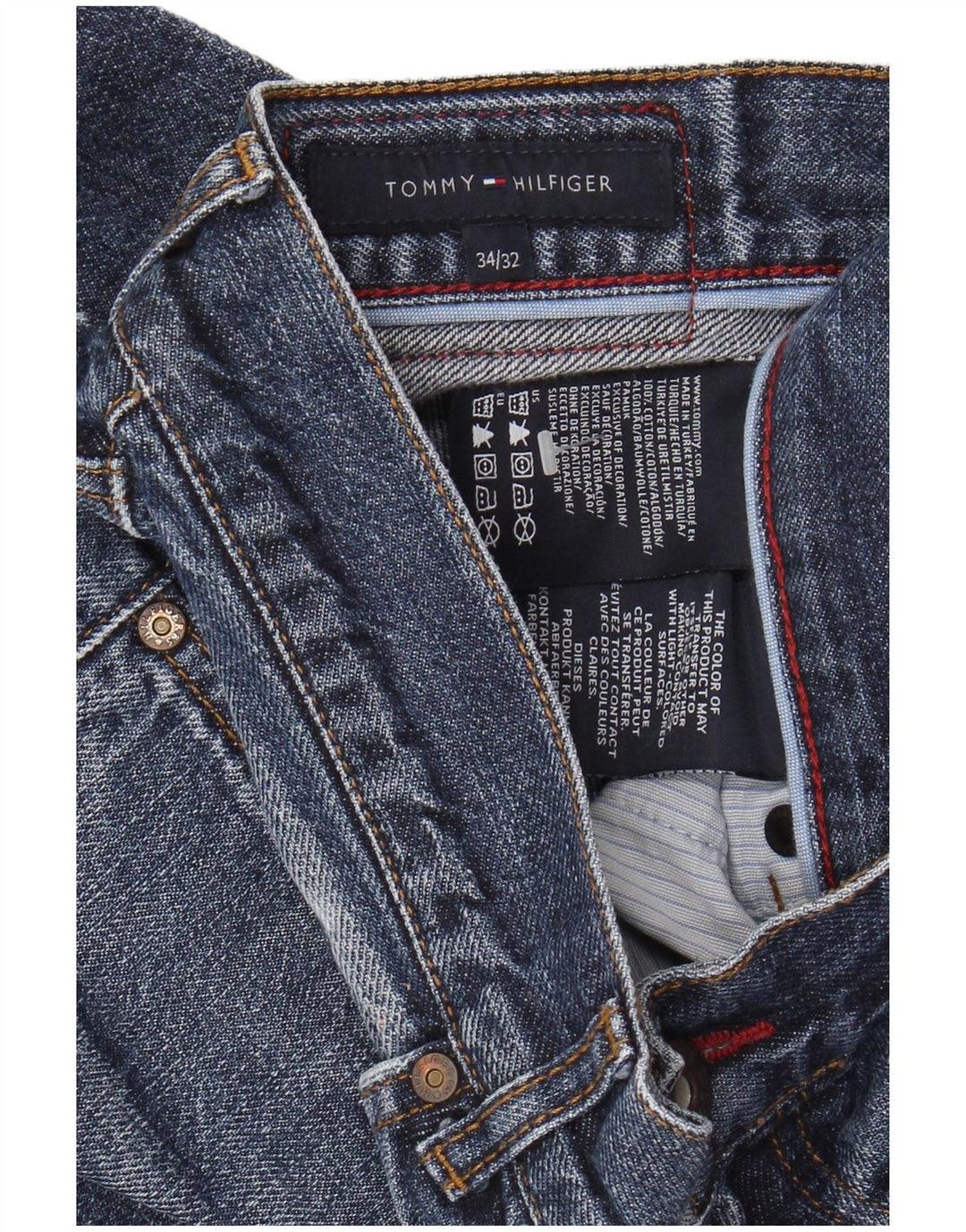 Męskie proste dżinsy TOMMY HILFIGER W34 L32 Niebieskie bawełniane