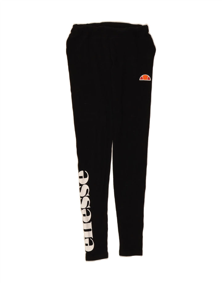 ELLESSE Womens Graphic Leggings UK 8 Small Black Vintage Ellesse and Second-Hand Ellesse from Messina Hembry 