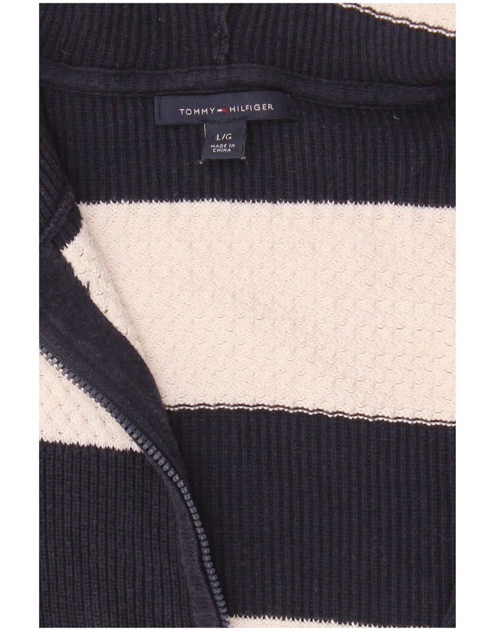 Sweter damski TOMMY HILFIGER UK 16, duży, granatowy w paski