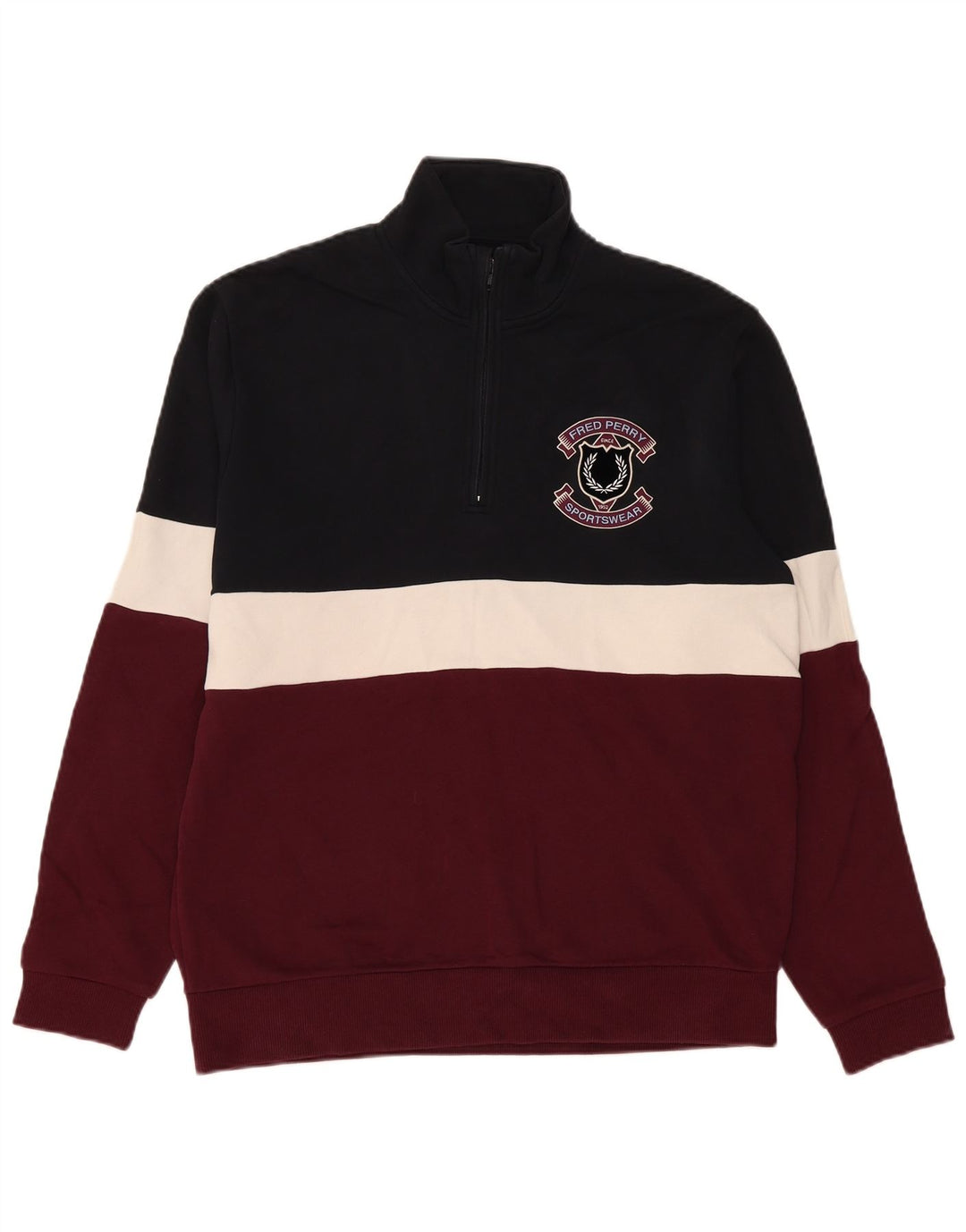Męski sweter z zamkiem błyskawicznym Fred Perry, średni, wielokolorowy blok kolorów
