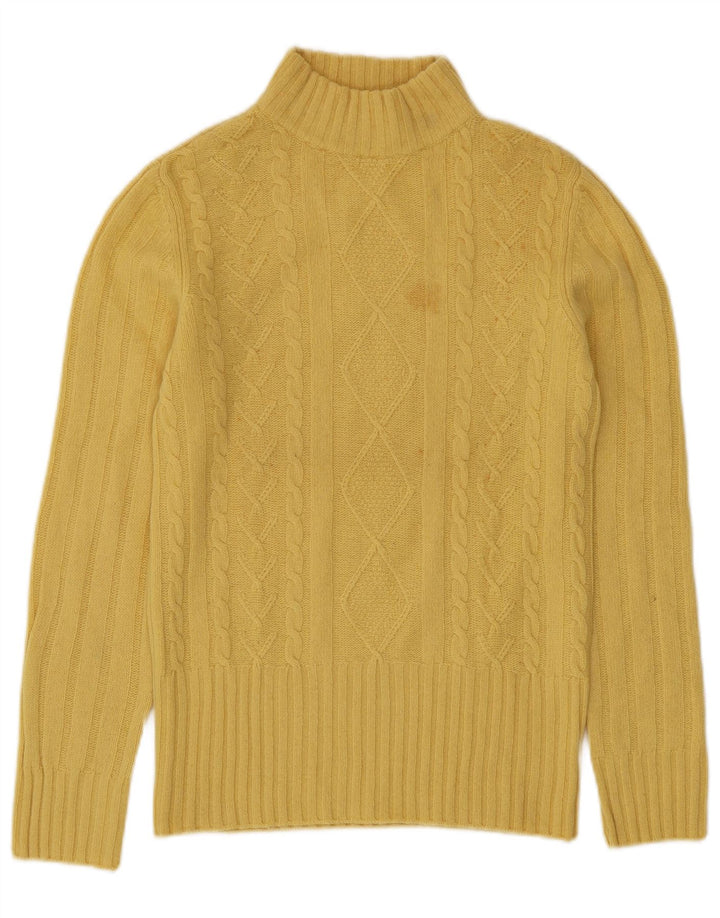 BENETTON Damski sweter z golfem UK 10, mały, żółty