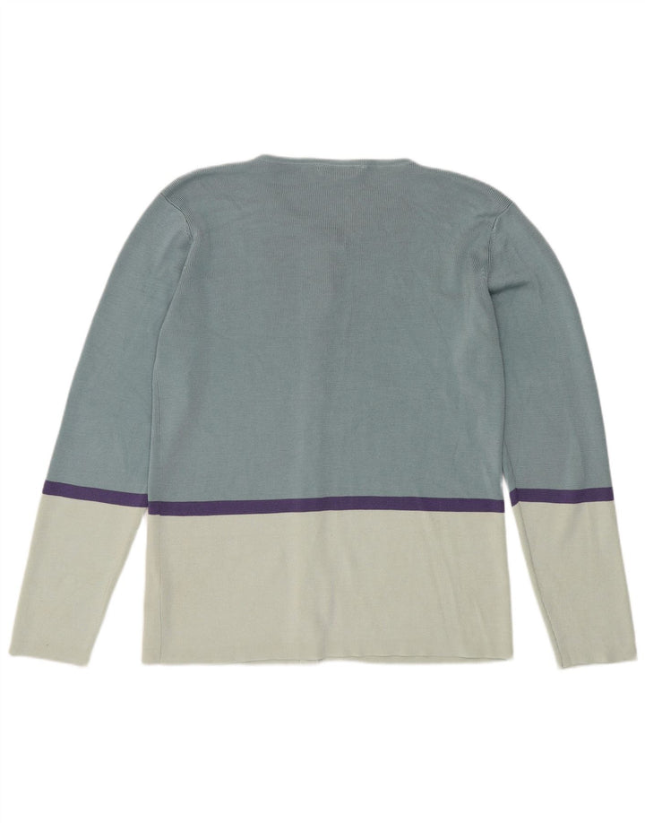 Marks & Spencer Damski sweter rozpinany UK 16, duży, niebieski, jedwabny w bloki kolorów