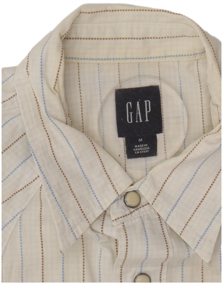 GAP Mens Short Sleeve Shirt Medium White Pinstripe Cotton