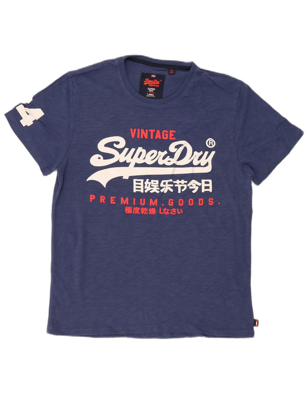 Męski T-shirt Superdry z grafiką, 2XL, niebieska, bawełniana