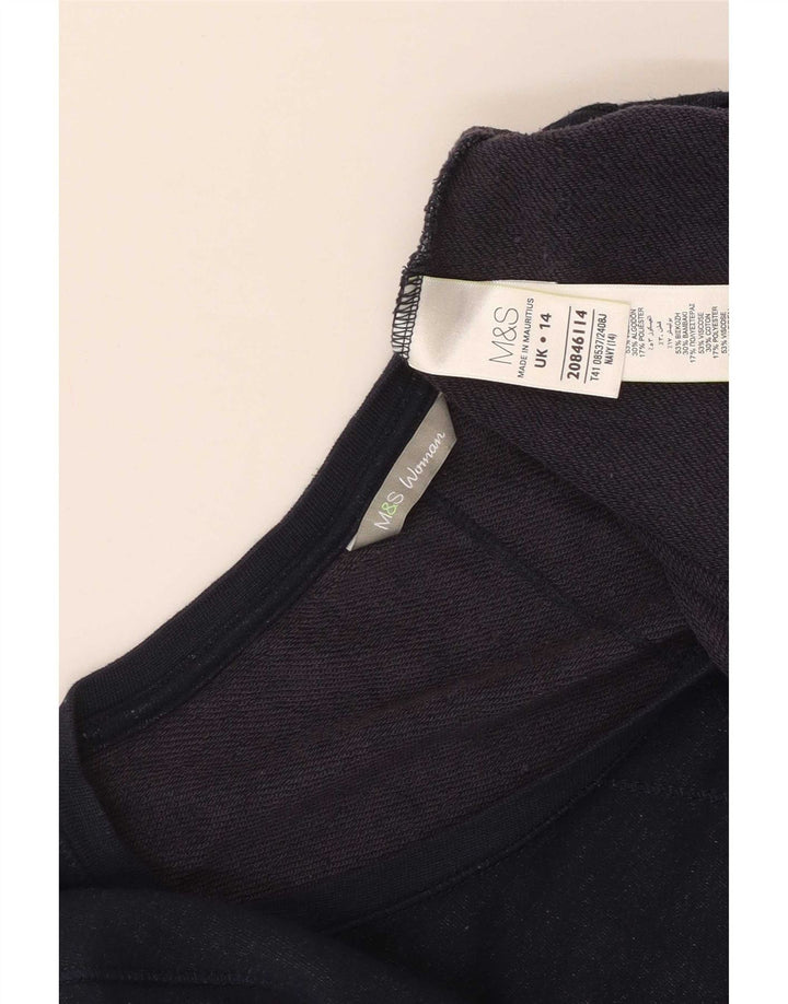 Marks & Spencer Damski top z rękawem 3/4, UK 14, średni granatowy wiskoza