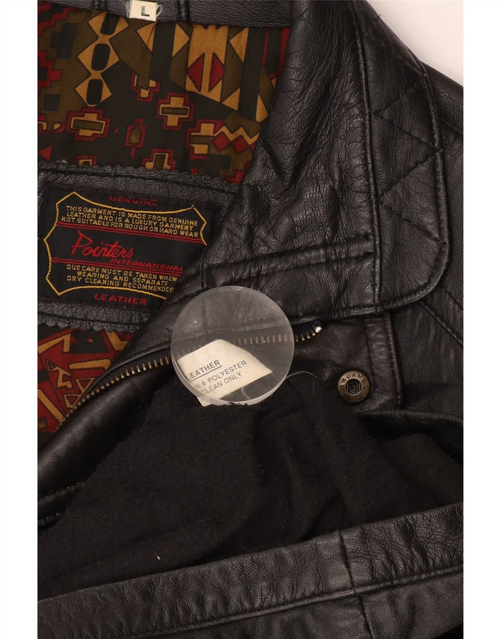 Pointers Męska kurtka skórzana UK 40, duża czarna skóra