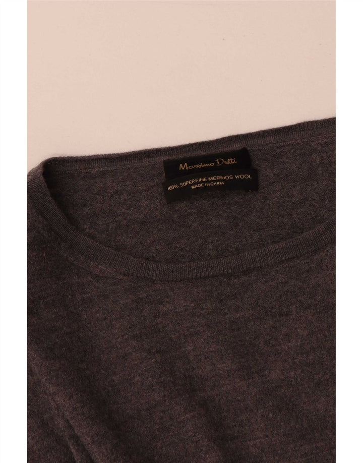 Sweter dziewczęcy Massimo Dutti z dekoltem w łódkę 7-8 lat, szara wełna