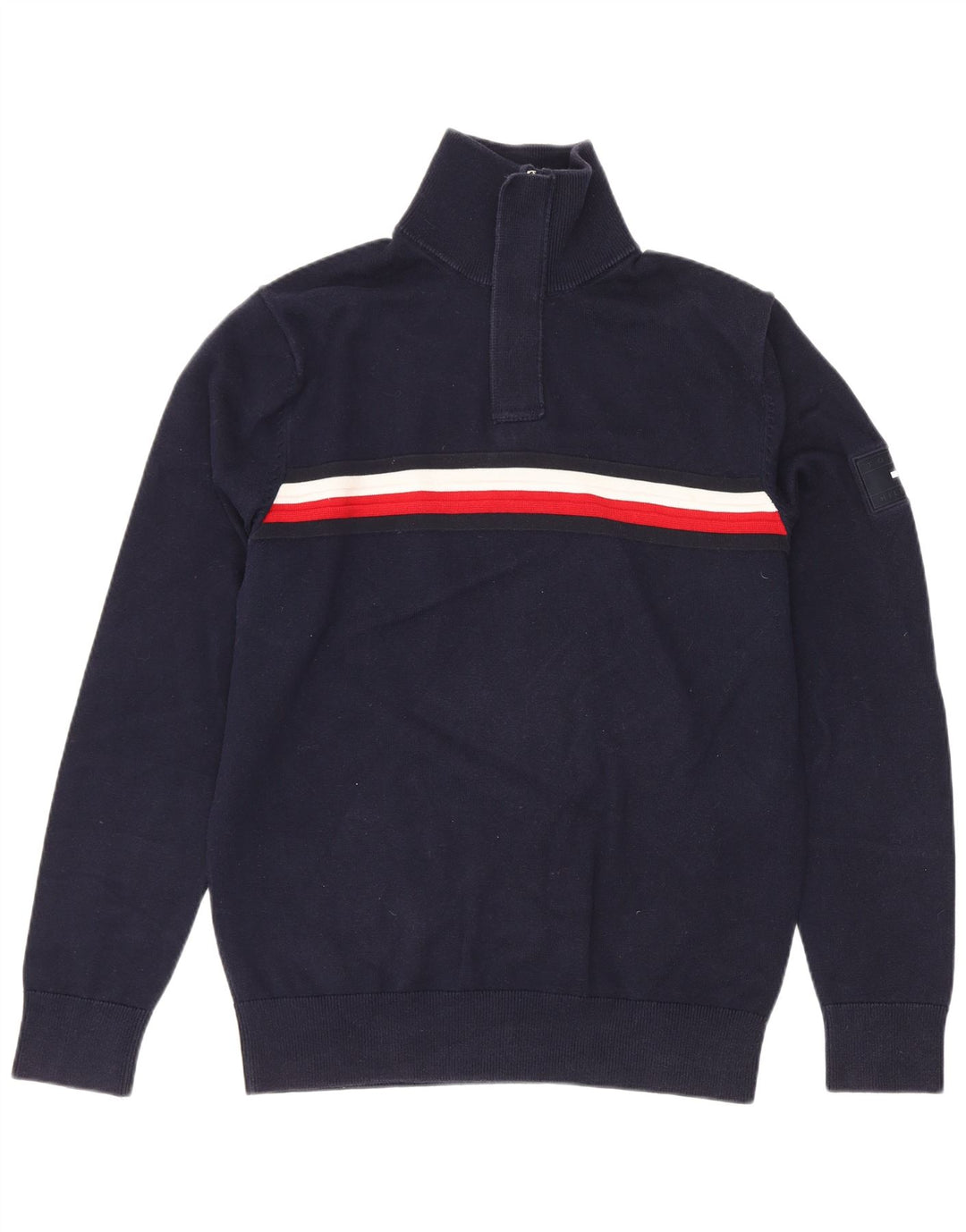 Męski sweter zapinany na zamek Tommy Hilfiger, średni granatowy, blok kolorów