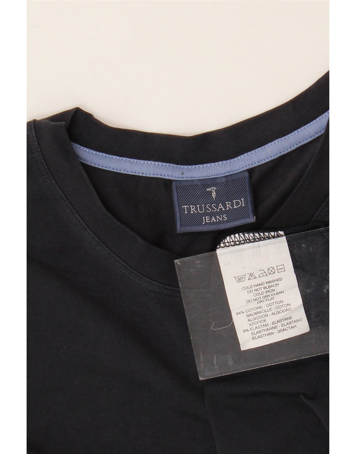 T-shirt męski TRUSSARDI JEANS, średni czarny, bawełniany