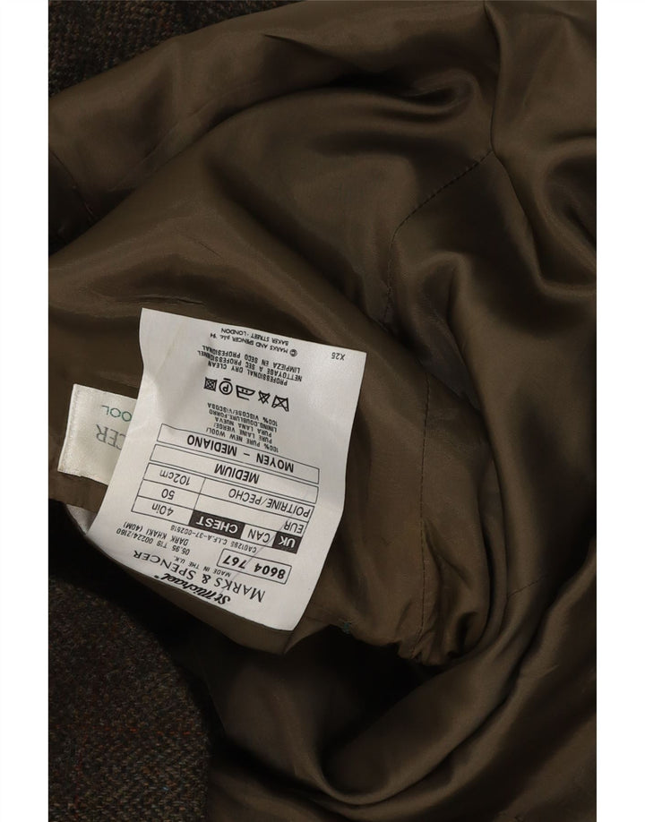 Marks & Spencer Męska marynarka zapinana na 2 guziki, UK 40, duża khaki w kratkę