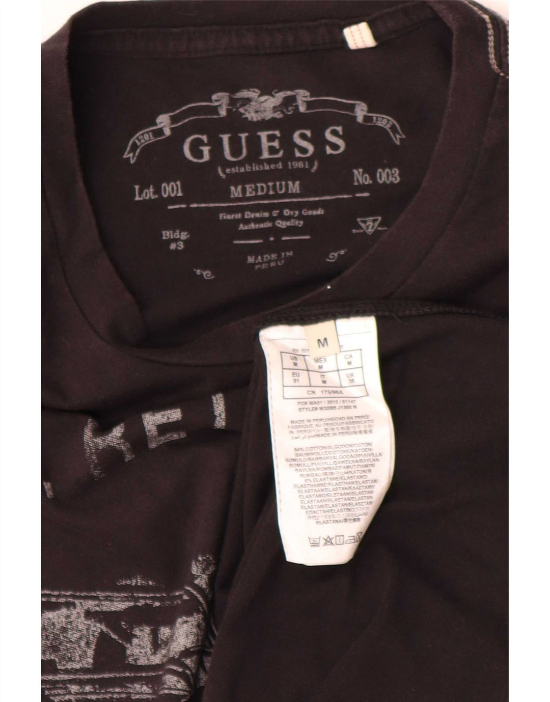 Męska koszulka Guess Regular Graphic Top, średnia, czarna, bawełniana