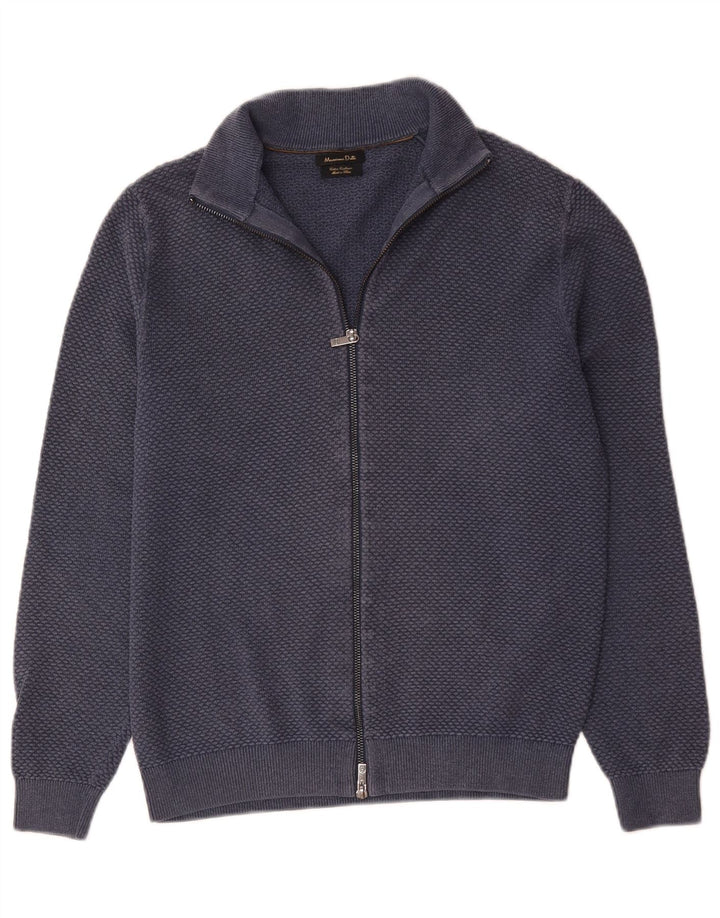 Męski sweter rozpinany Massimo Dutti z zamkiem błyskawicznym, mały, granatowy, bawełniany