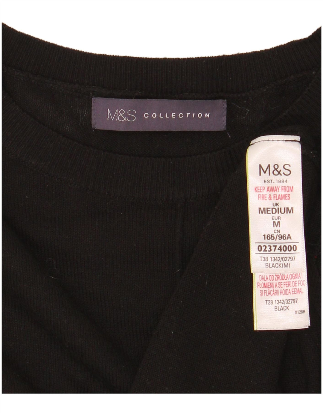 Sweter damski Marks & Spencer z okrągłym dekoltem, UK 14, średni czarny