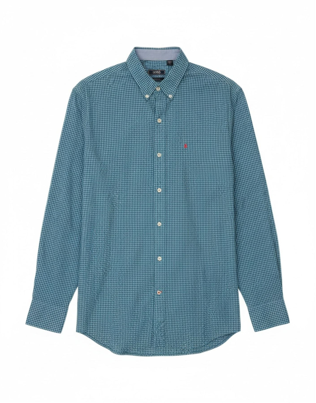 IZOD Mens Shirt Medium Blue Gingham Vintage Izod and Second-Hand Izod from Messina Hembry 