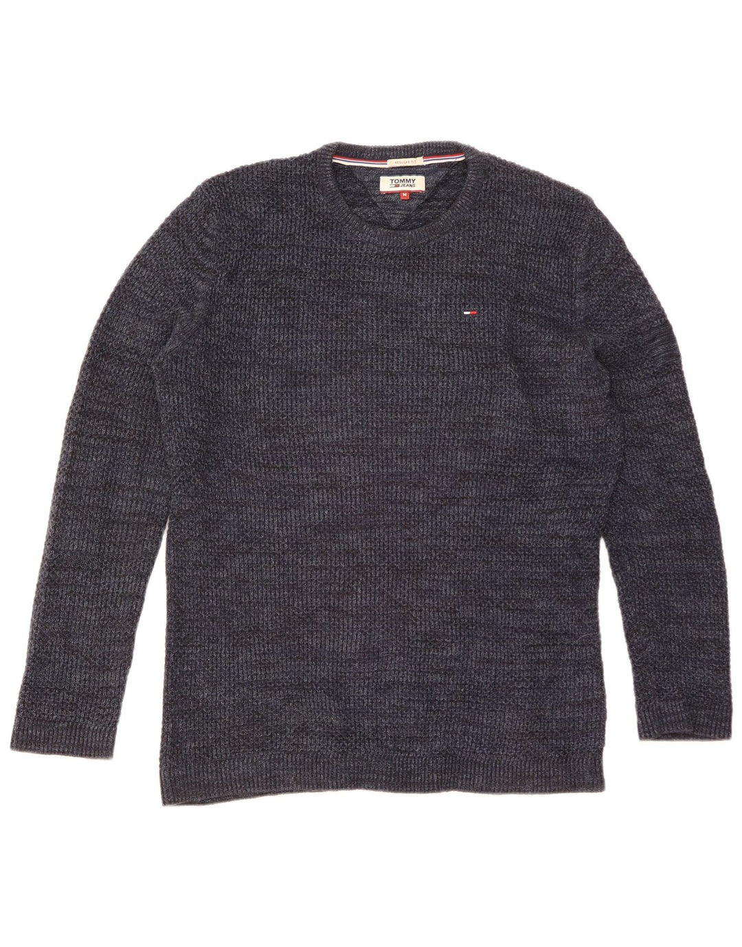 Męski sweter z okrągłym dekoltem Tommy Hilfiger, średni granatowy, nakrapiany