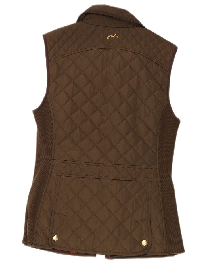 JOULES Womens Quilted Gilet UK 8 Small Khaki Polyester