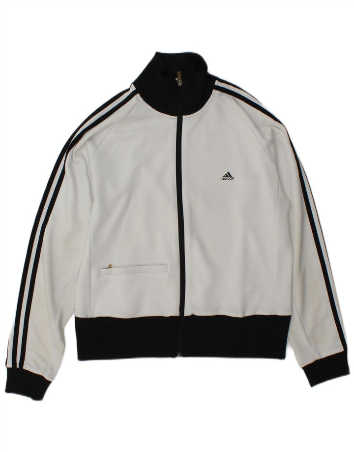 Damska bluza dresowa Adidas UK 18 XL Biały poliester z blokami kolorów
