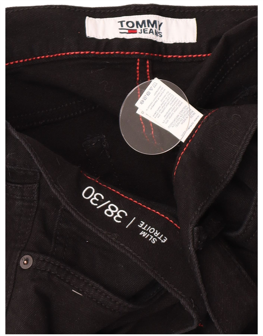 Męskie jeansy slim fit Tommy Hilfiger W38 L30 Czarna bawełna