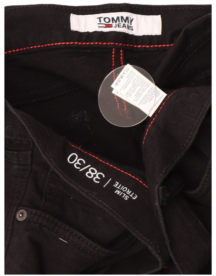 Męskie jeansy slim fit Tommy Hilfiger W38 L30 Czarna bawełna