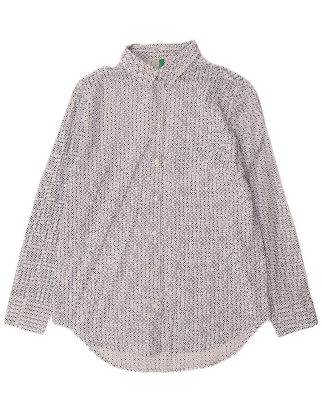 Koszula damska Benetton, mała, niebieska, z geometrycznej bawełny