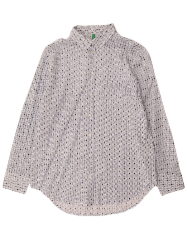 Koszula damska Benetton, mała, niebieska, z geometrycznej bawełny