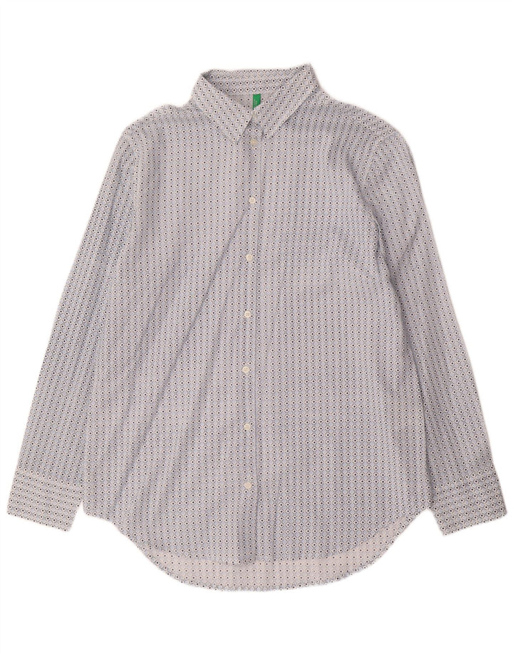 Koszula damska Benetton, mała, niebieska, z geometrycznej bawełny