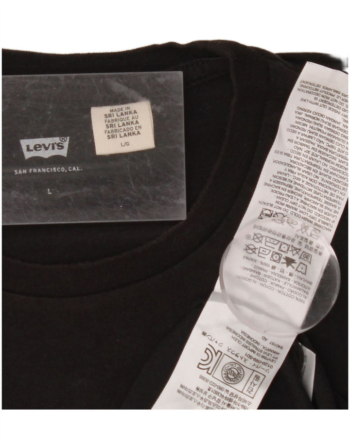 LEVI'S Mens Graphic T-Shirt Top Large Black Cotton
